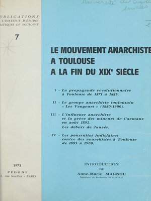 cover image of Le mouvement anarchiste à Toulouse à la fin du XIXe siècle